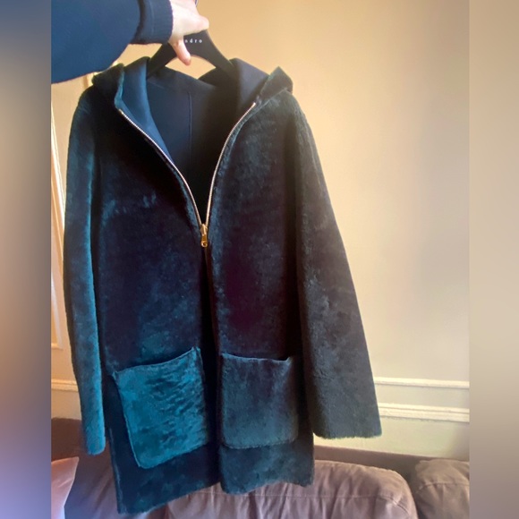 Sandro Shearling Leather Reversible Coat - Picture 1 of 9